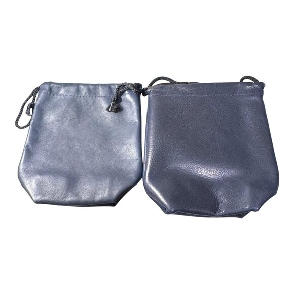 Empty Land Rover Drawstring Leather Pouch Travel Bag Organizer Blue Gray Set 2 - Picture 4 of 7